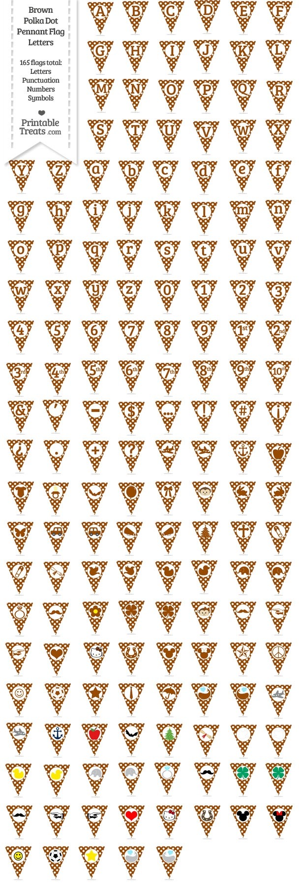 165 Brown Polka Dot Pennant Flag Letters Password