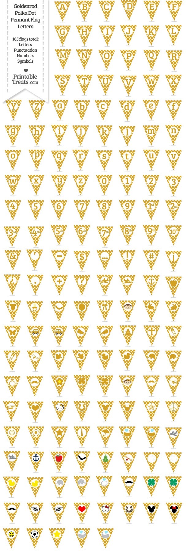 165 Goldenrod Polka Dot Pennant Flag Letters Password