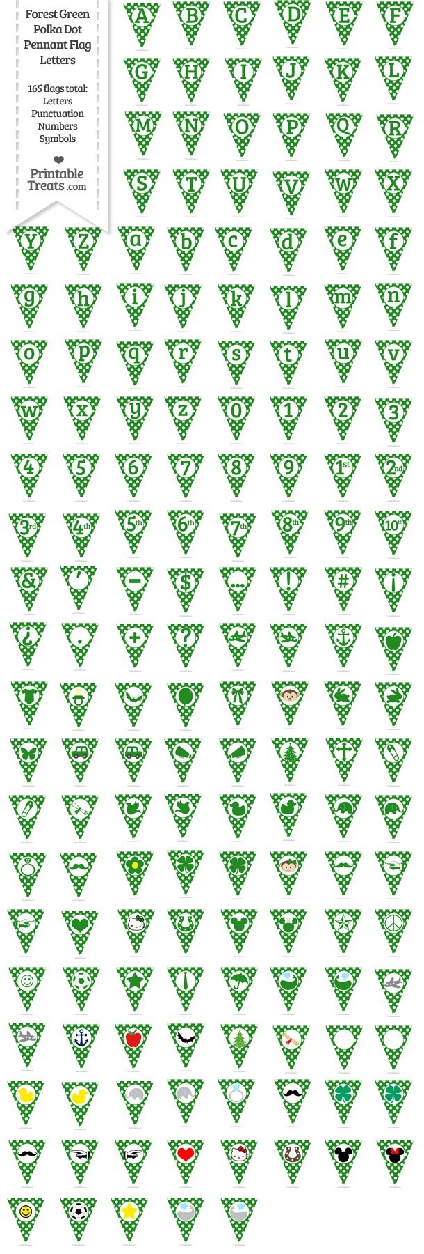 165 Forest Green Polka Dot Pennant Flag Letters Password