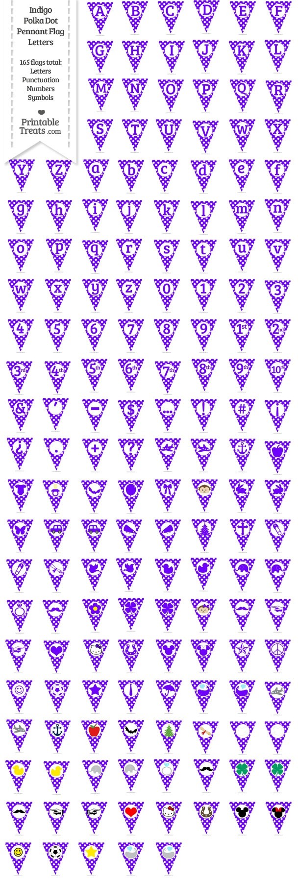 165 Indigo Polka Dot Pennant Flag Letters Password