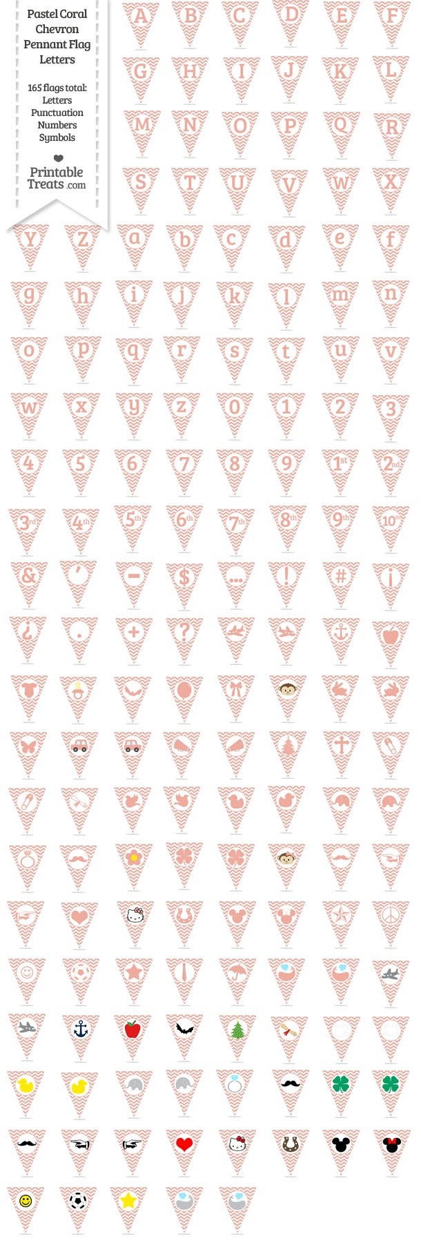 165 Pastel Coral Chevron Pennant Flag Letters Password