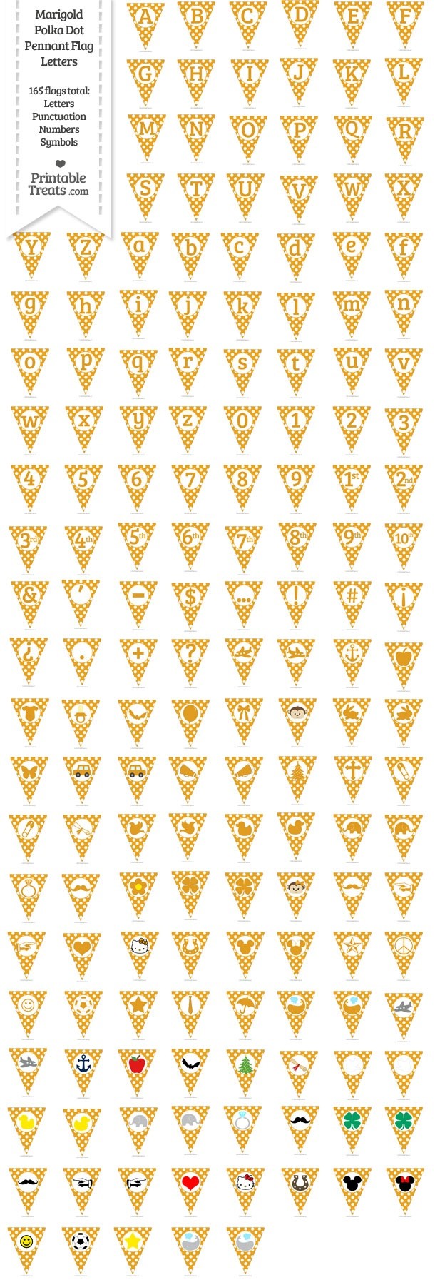 165 Marigold Polka Dot Pennant Flag Letters Password