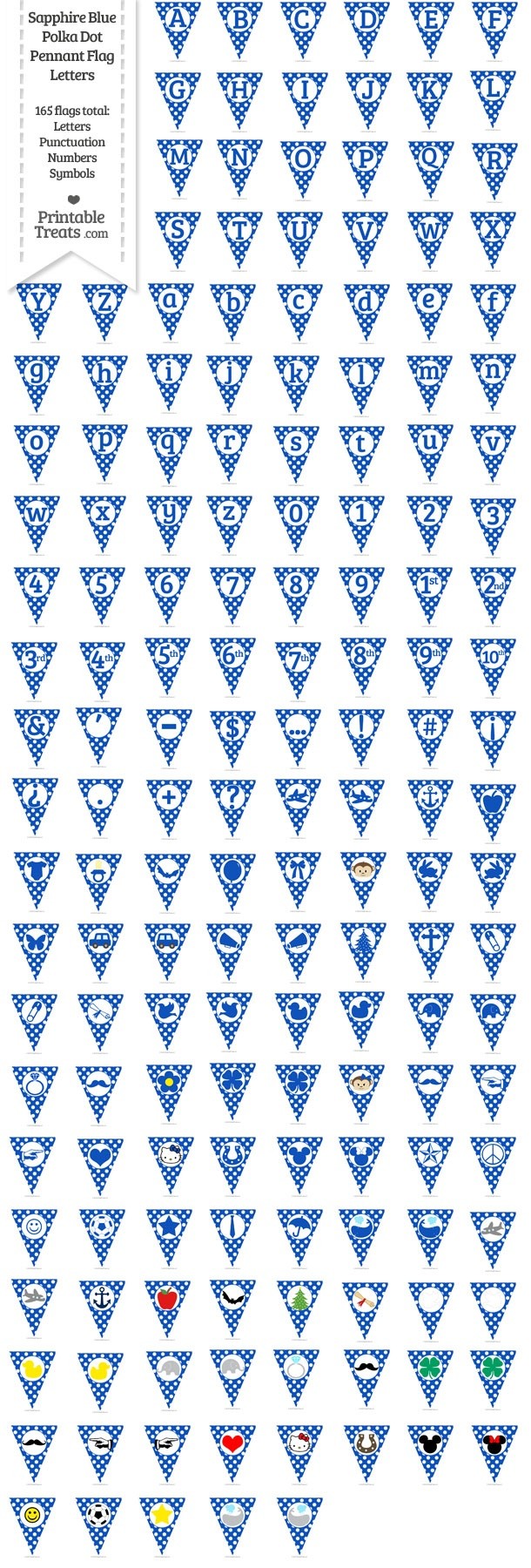 165 Sapphire Blue Polka Dot Pennant Flag Letters Password