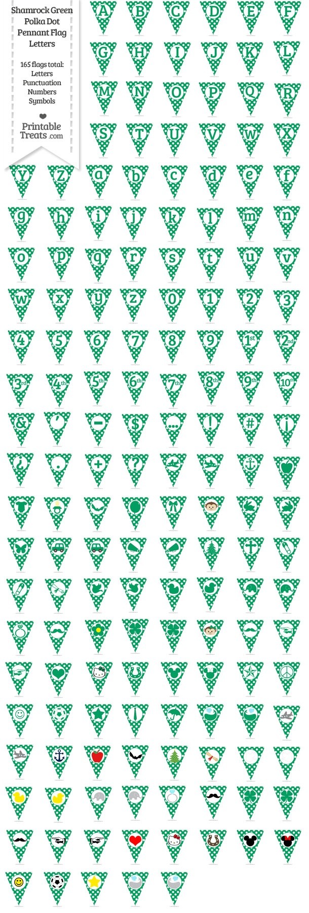 165 Shamrock Green Polka Dot Pennant Flag Letters Password