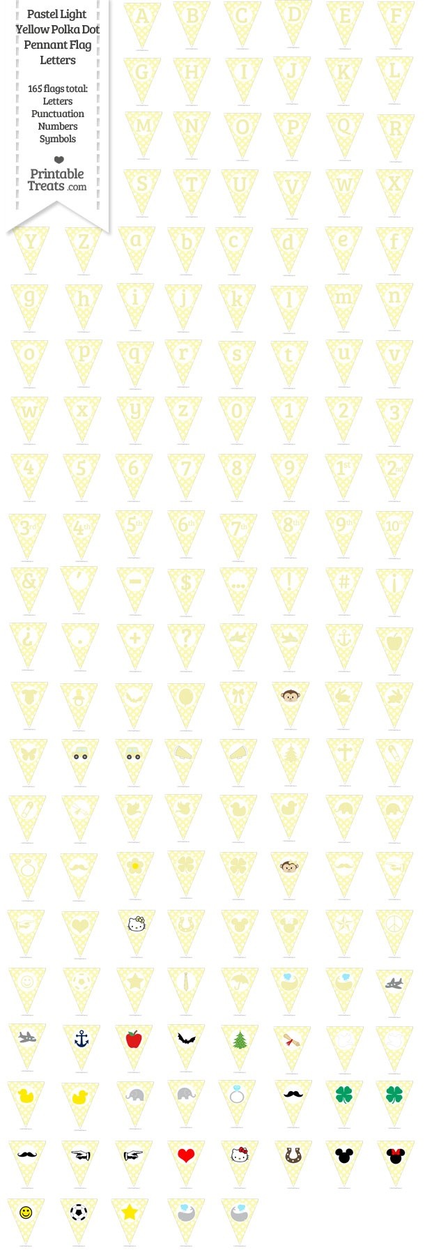 165 Pastel Light Yellow Polka Dot Pennant Flag Letters Password