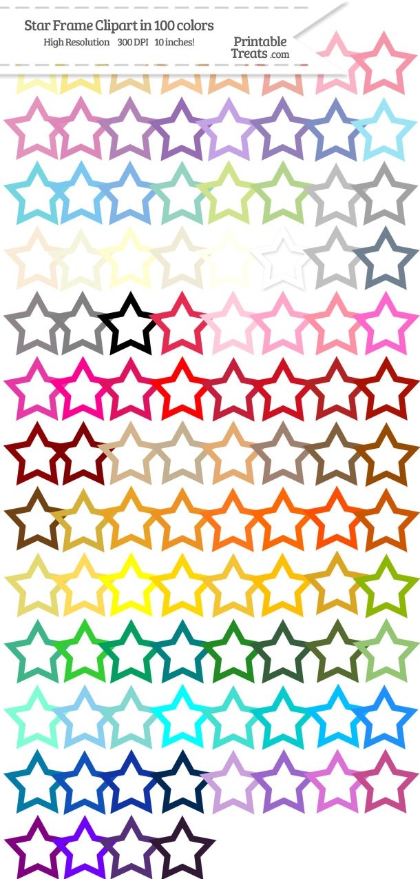 100 Colors Star Frame Clipart Password