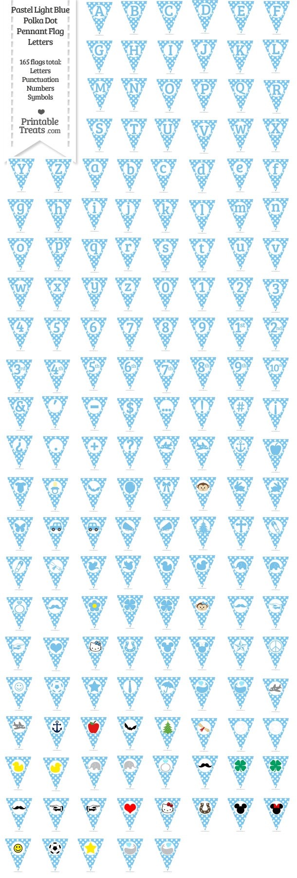 165 Pastel Light Blue Polka Dot Pennant Flag Letters Password
