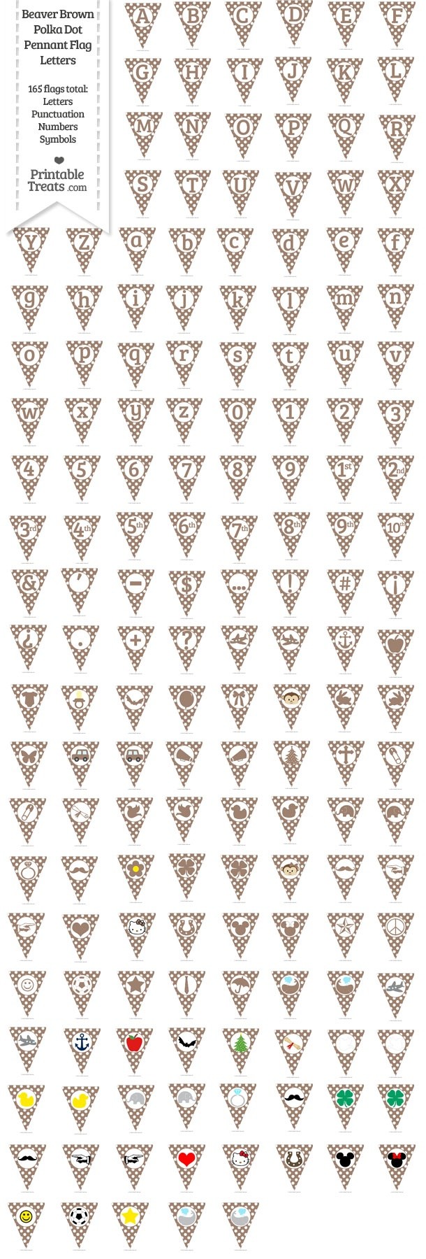 165 Beaver Brown Polka Dot Pennant Flag Letters
