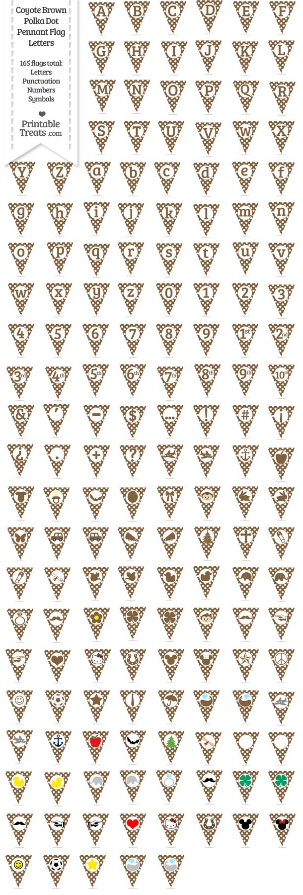 165 Coyote Brown Polka Dot Pennant Flag Letters Password