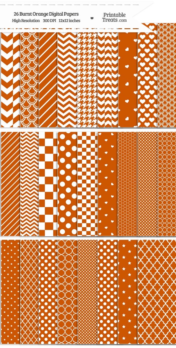 26 Burnt Orange Digital Paper Set Password