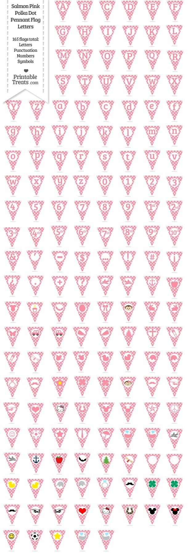 165 Salmon Pink Polka Dot Pennant Flag Letters Password