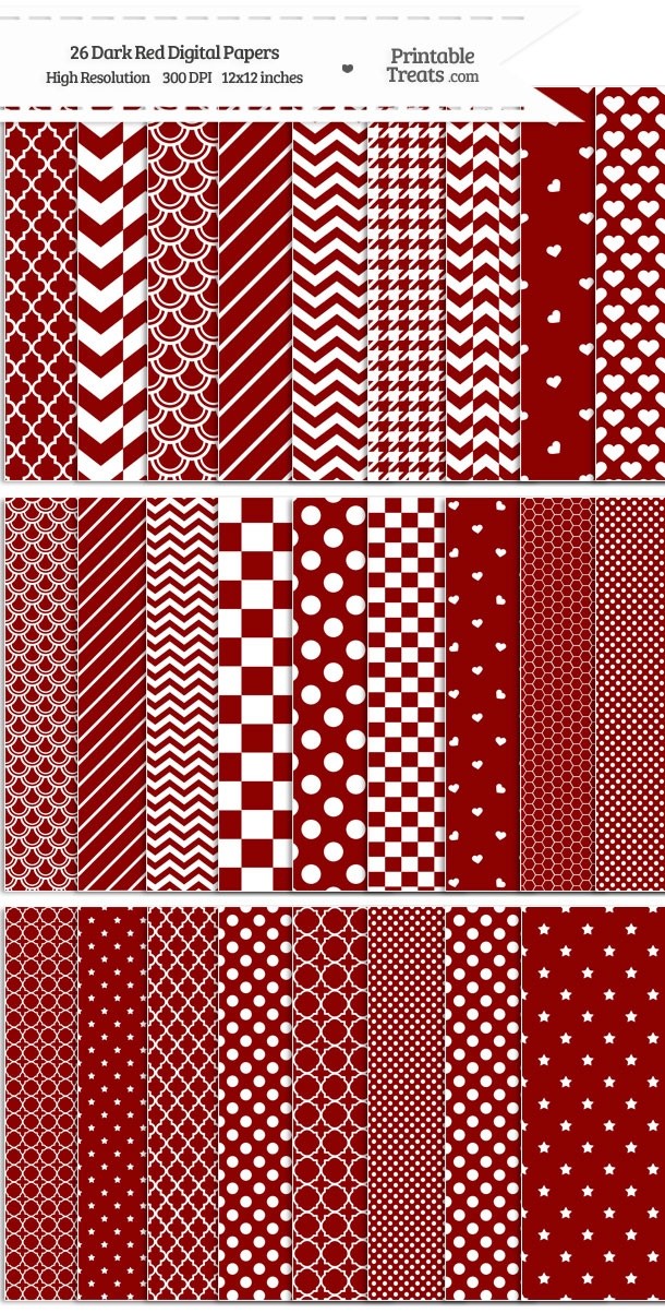 26 Dark Red Digital Paper Set Password