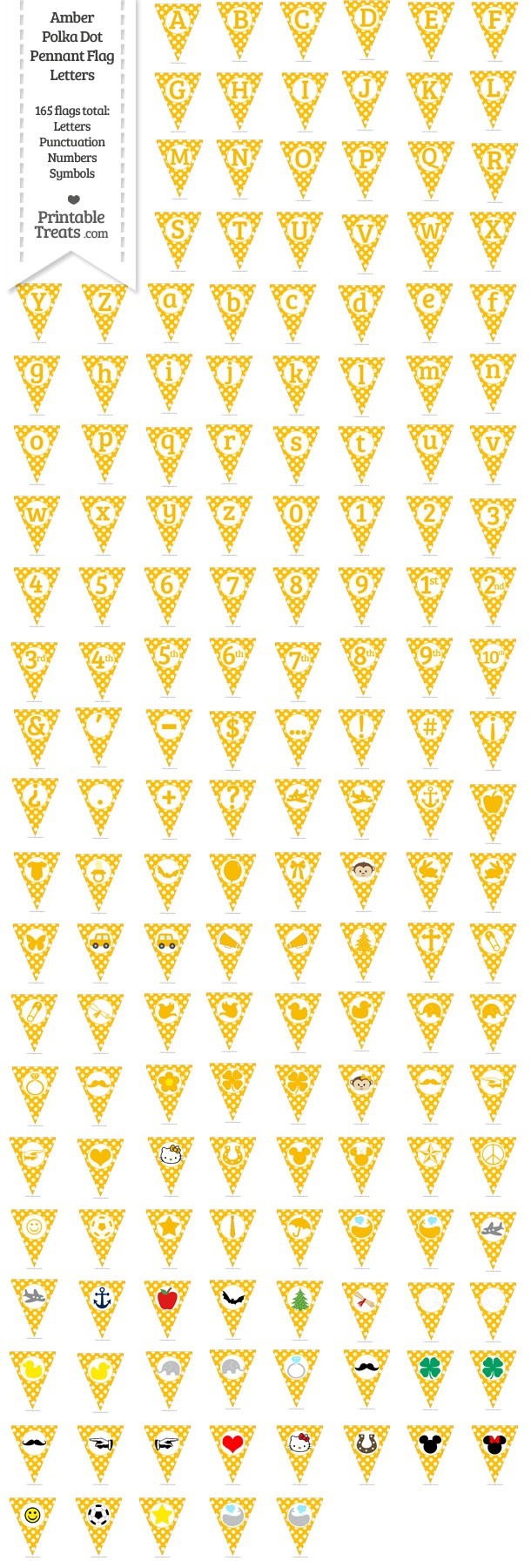 165 Amber Polka Dot Pennant Flag Letters Password