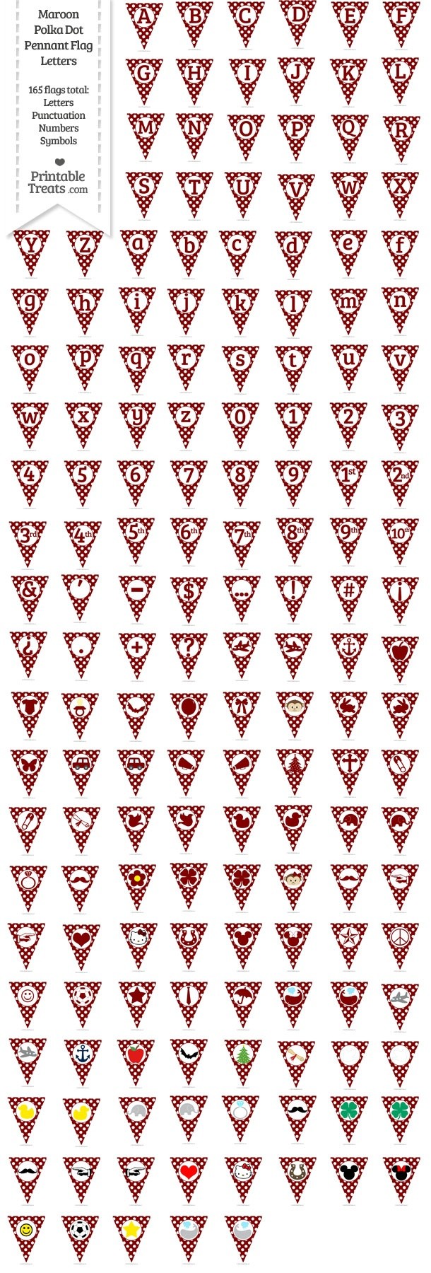 165 Maroon Polka Dot Pennant Flag Letters Password