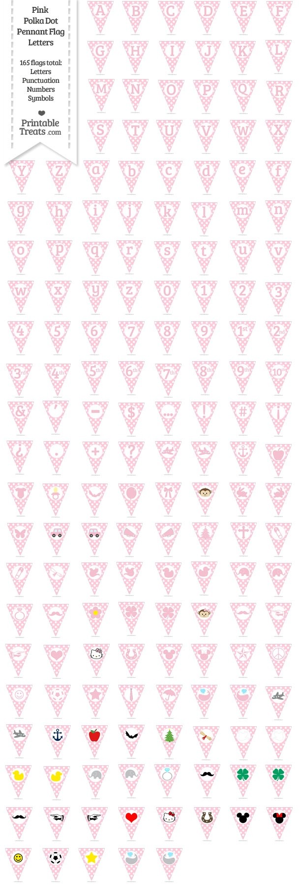 165 Pink Polka Dot Pennant Flag Letters Password