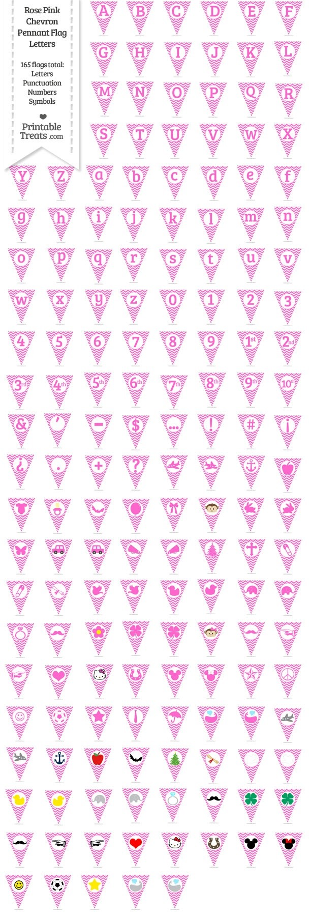 165 Rose Pink Chevron Pennant Flag Letters Password
