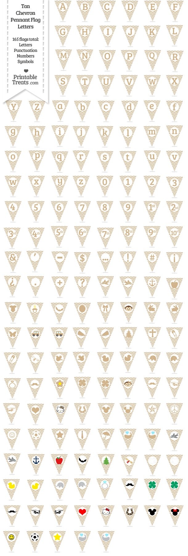 165 Tan Chevron Pennant Flag Letters Password