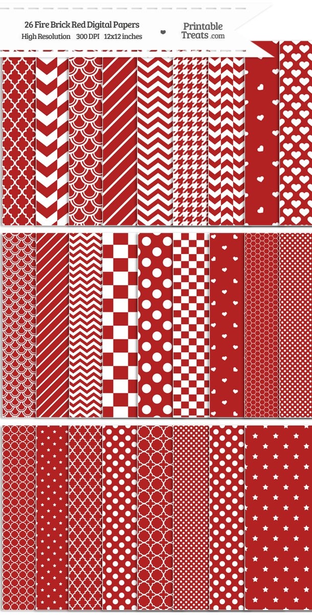 26 Fire Brick Red Digital Paper Set Password