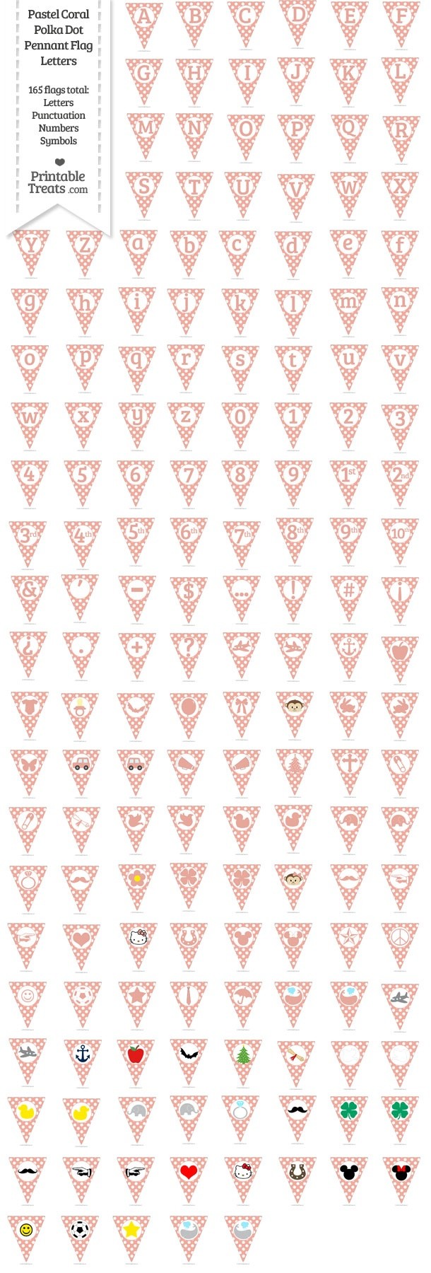 165 Pastel Coral Polka Dot Pennant Flag Letters Password