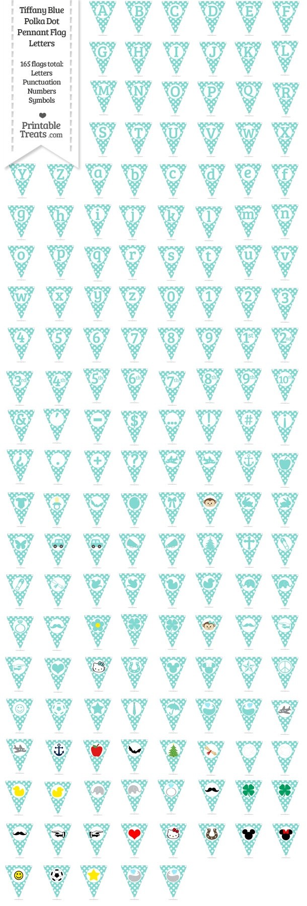 165 Tiffany Blue Polka Dot Pennant Flag Letters Password