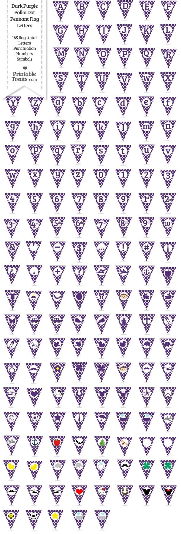 165 Dark Purple Polka Dot Pennant Flag Letters Password
