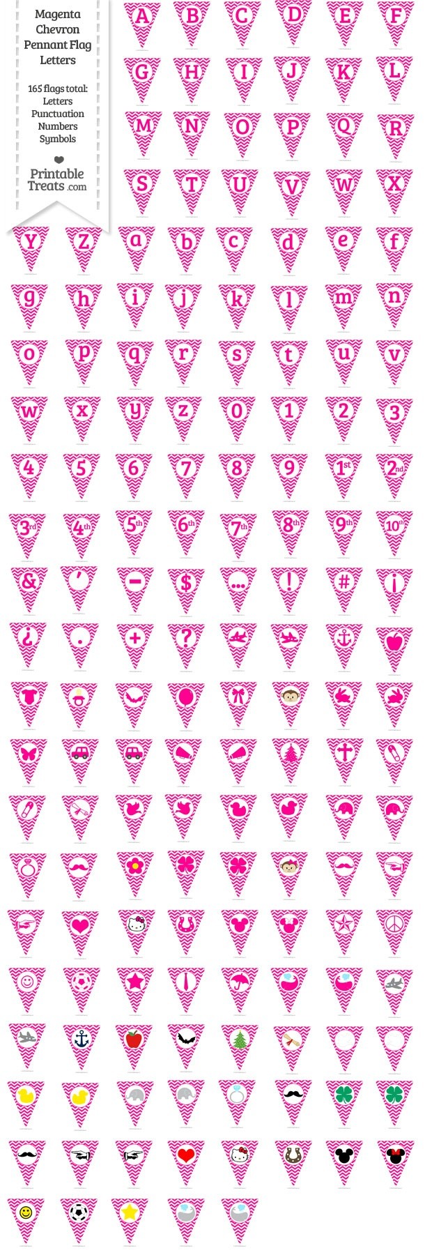 165 Magenta Chevron Pennant Flag Letters Password