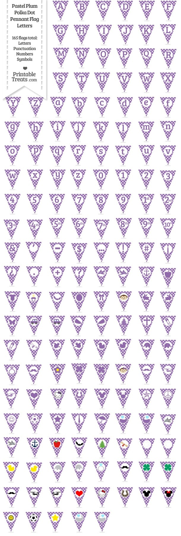 165 Pastel Plum Polka Dot Pennant Flag Letters Password