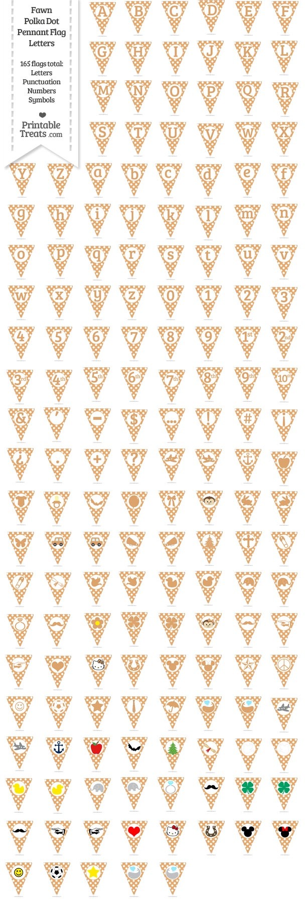 165 Fawn Polka Dot Pennant Flag Letters Password