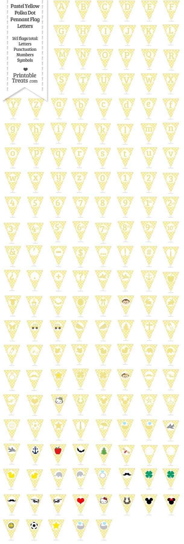 165 Pastel Yellow Polka Dot Pennant Flag Letters Password