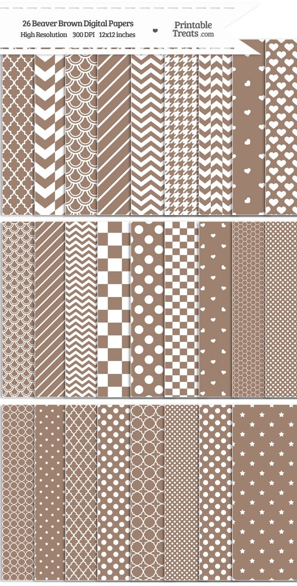 26 Beaver Brown Digital Paper Set Password