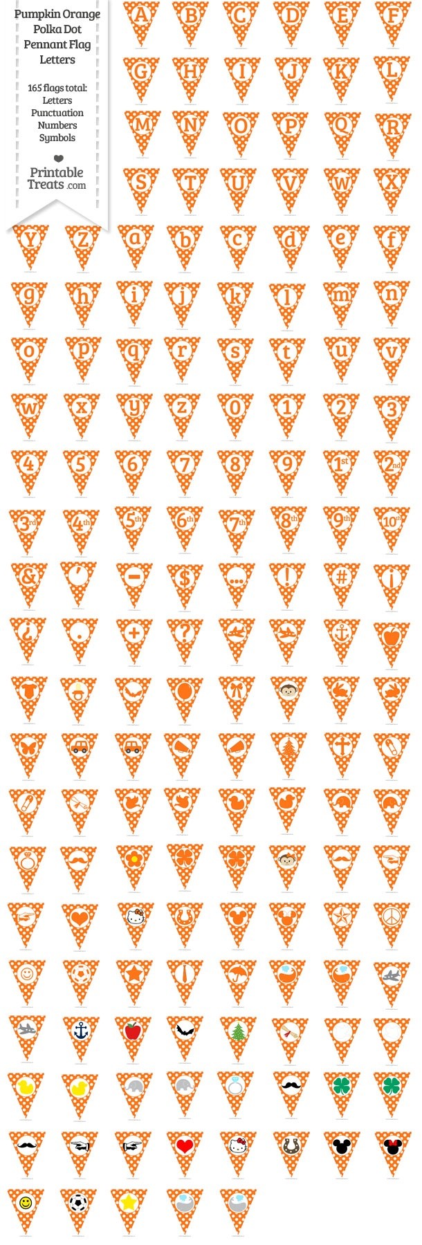 165 Pumpkin Orange Polka Dot Pennant Flag Letters Password