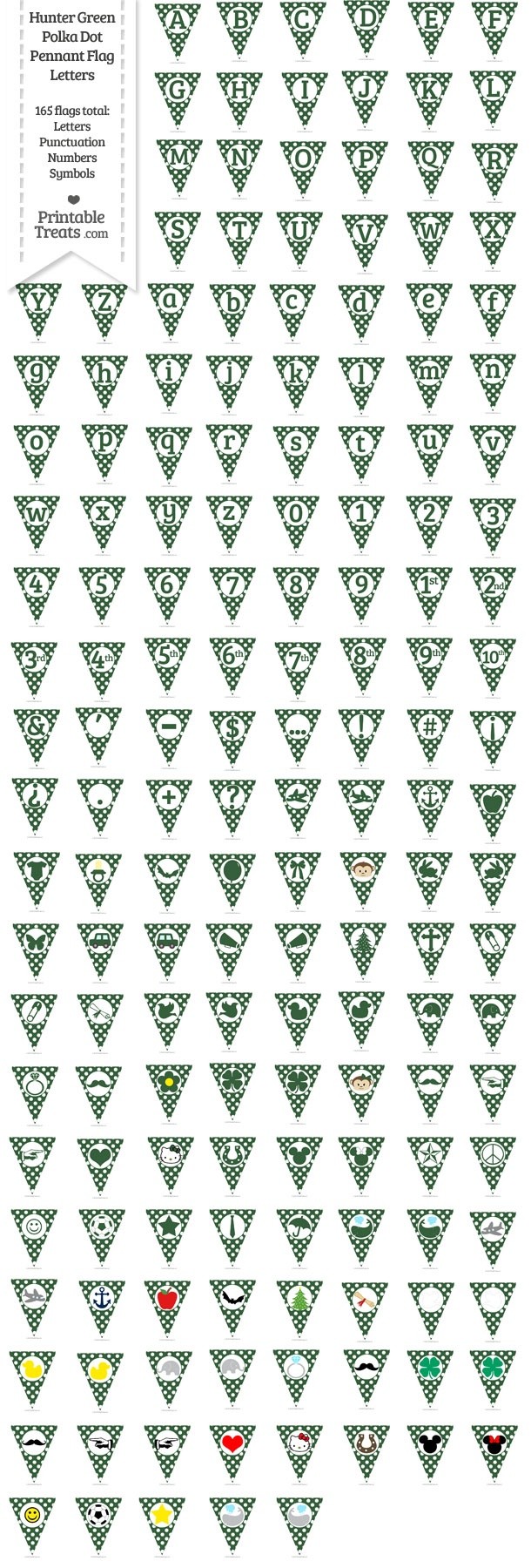165 Hunter Green Polka Dot Pennant Flag Letters Password