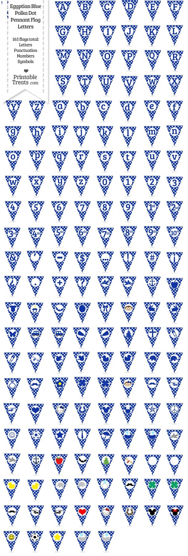 165 Egyptian Blue Polka Dot Pennant Flag Letters Password