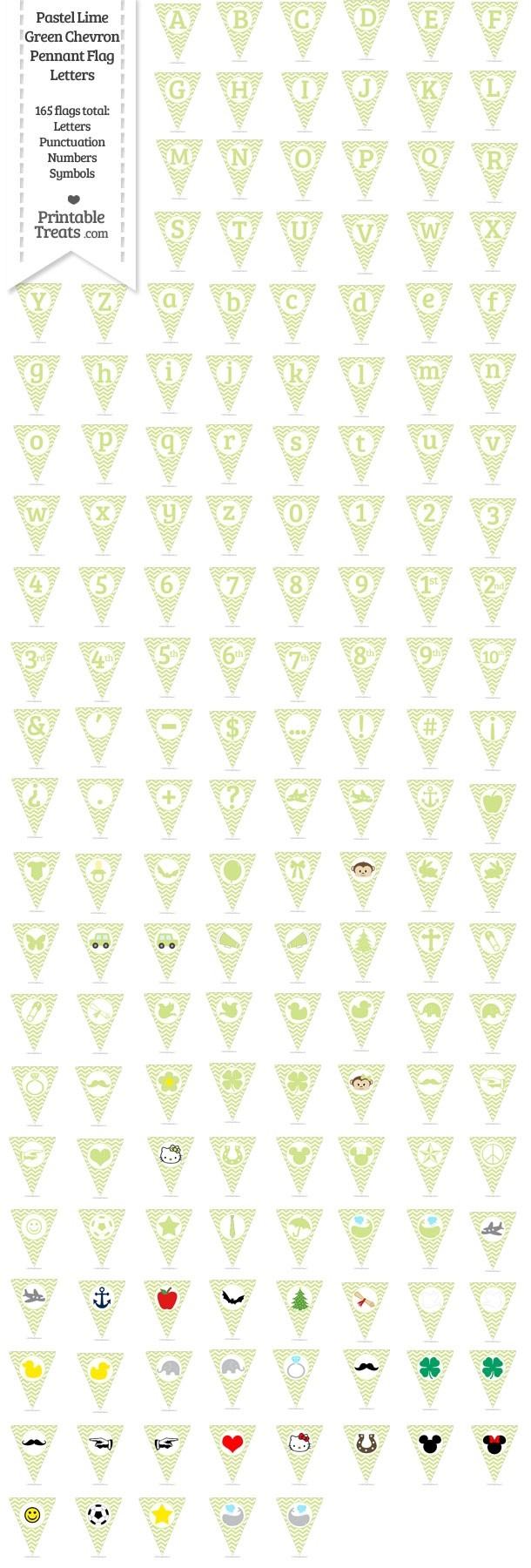 165 Pastel Lime Green Chevron Pennant Flag Letters Password