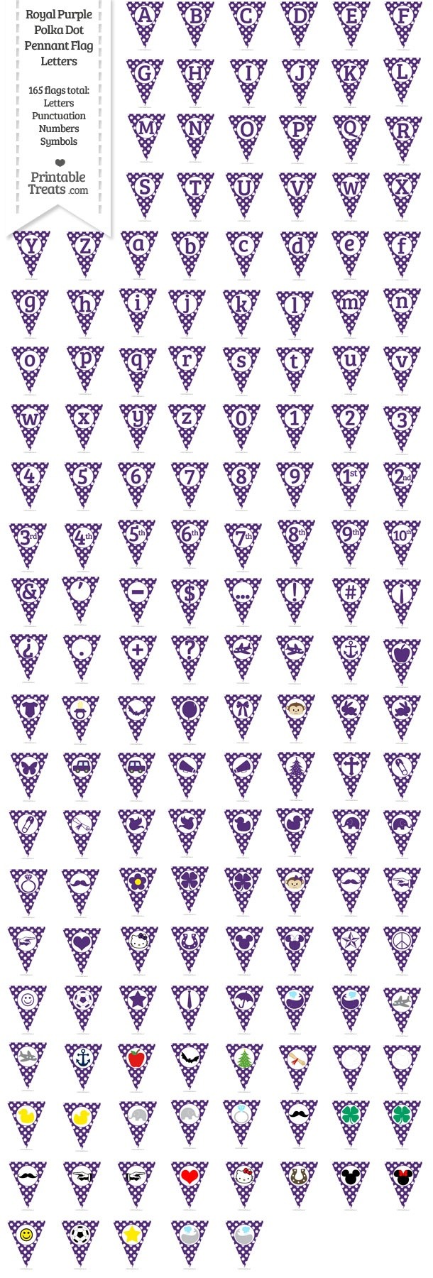 165 Royal Purple Polka Dot Pennant Flag Letters Password