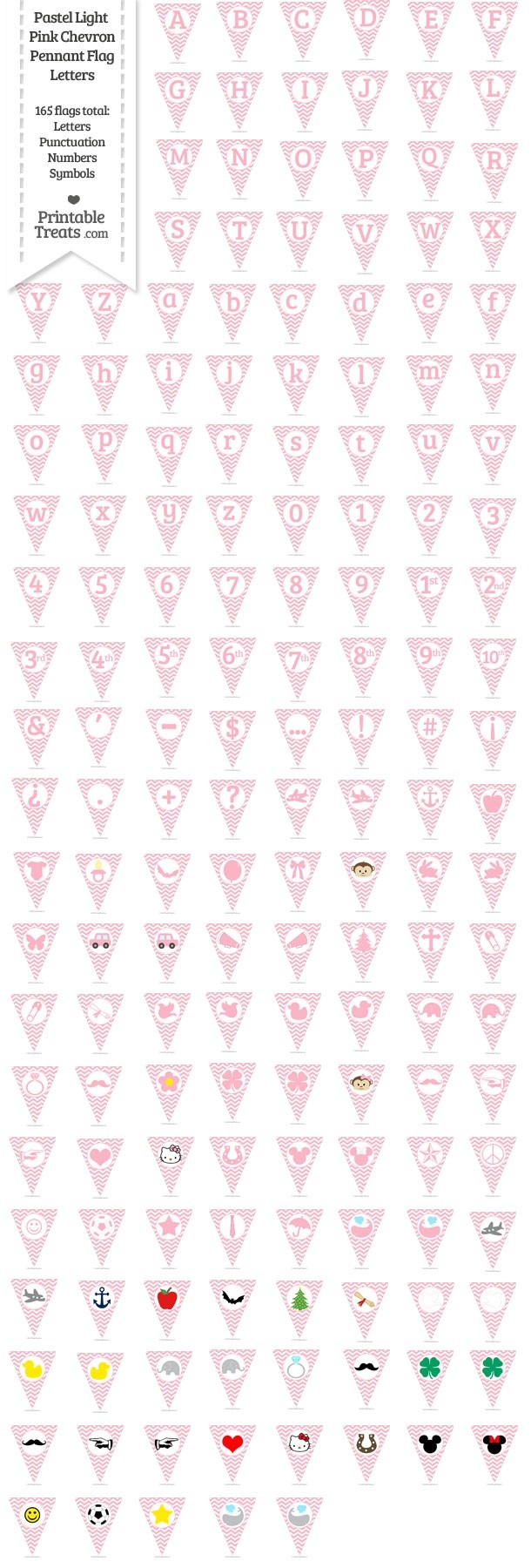 165 Pastel Light Pink Chevron Pennant Flag