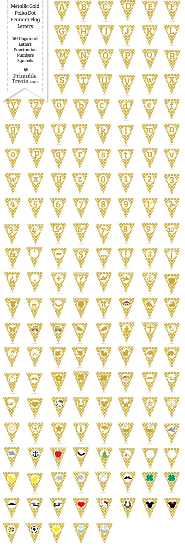 165 Metallic Gold Polka Dot Pennant Flag Letters Password