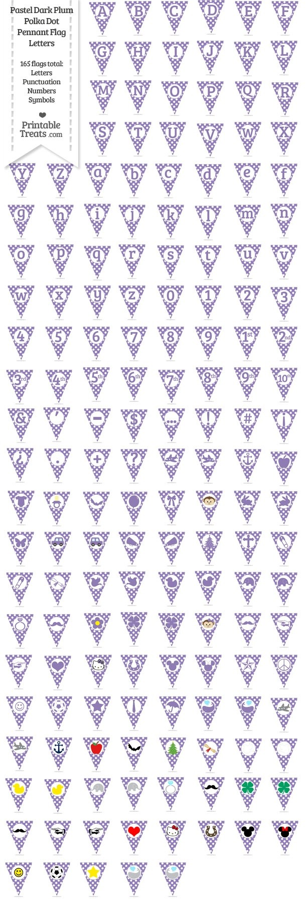 165 Pastel Dark Plum Polka Dot Pennant Flag Letters Password