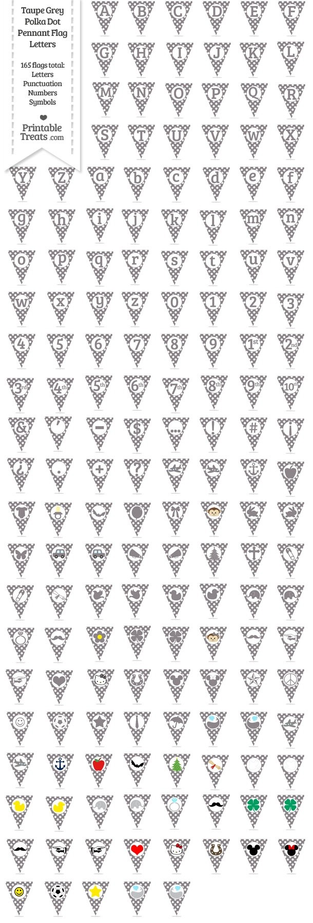 165 Taupe Grey Polka Dot Pennant Flag Letters Password