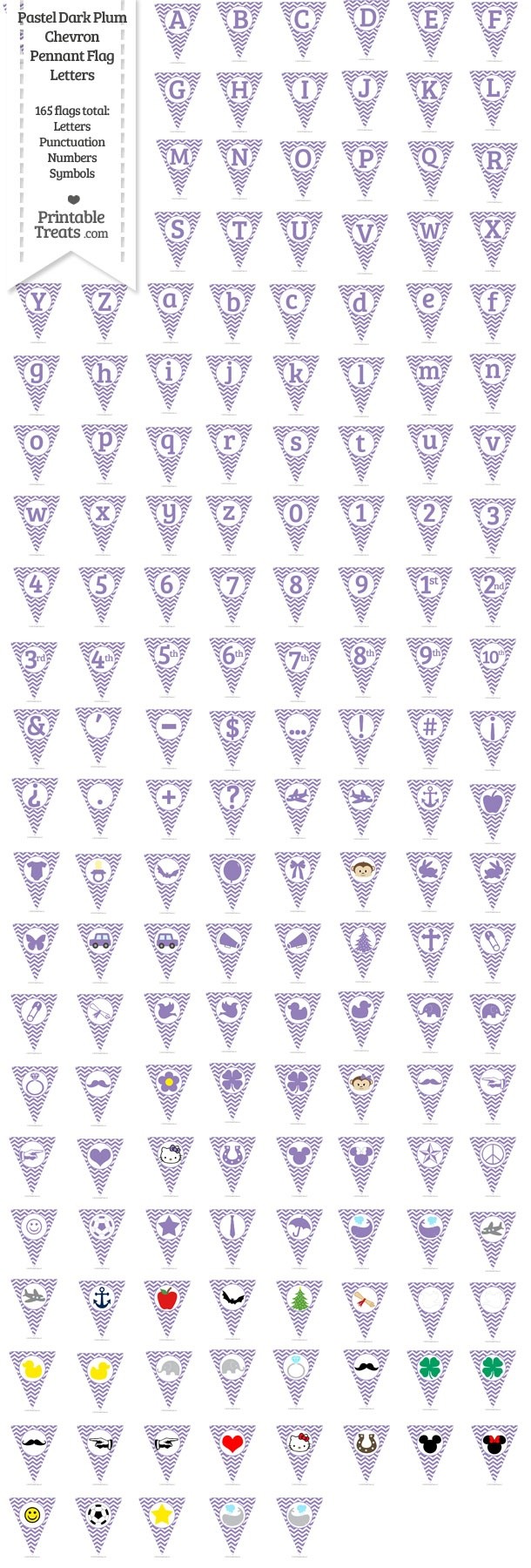 165 Pastel Dark Plum Chevron Pennant Flag Letters Password