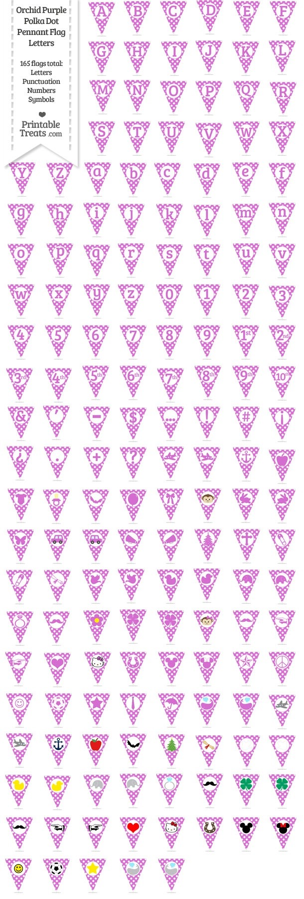 165 Orchid Polka Dot Pennant Flag Letters Password