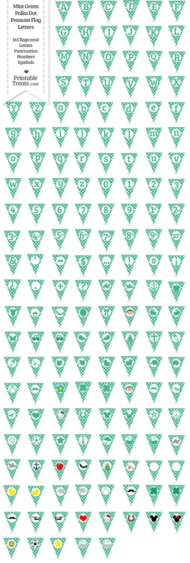 165 Mint Green Polka Dot Pennant Flag Letters Password