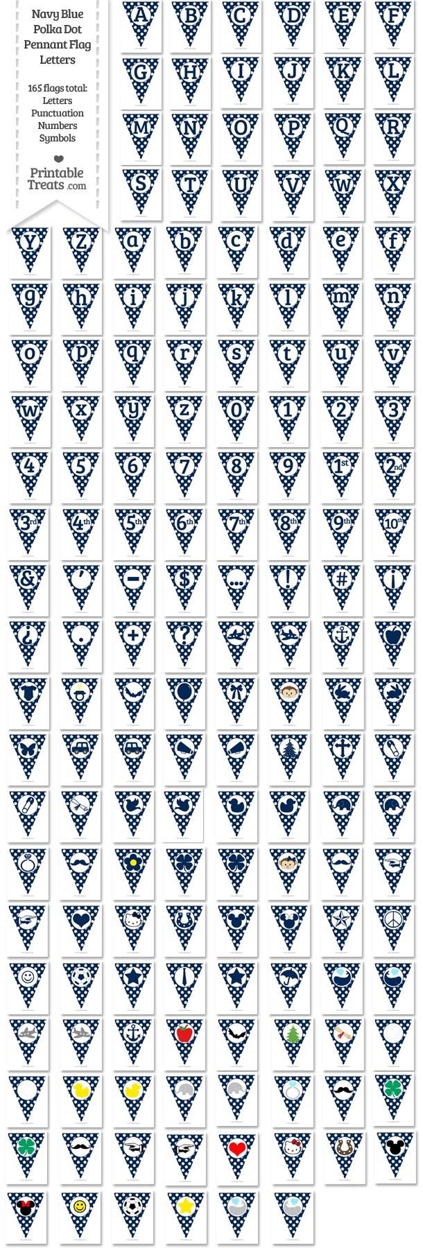 Navy Blue Polka Dot Pennant Flag Letters Password