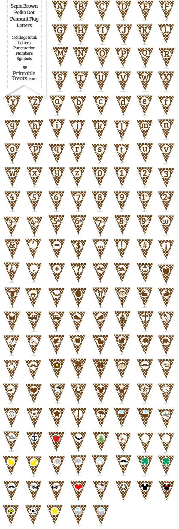 165 Sepia Polka Dot Pennant Flag Letters Password