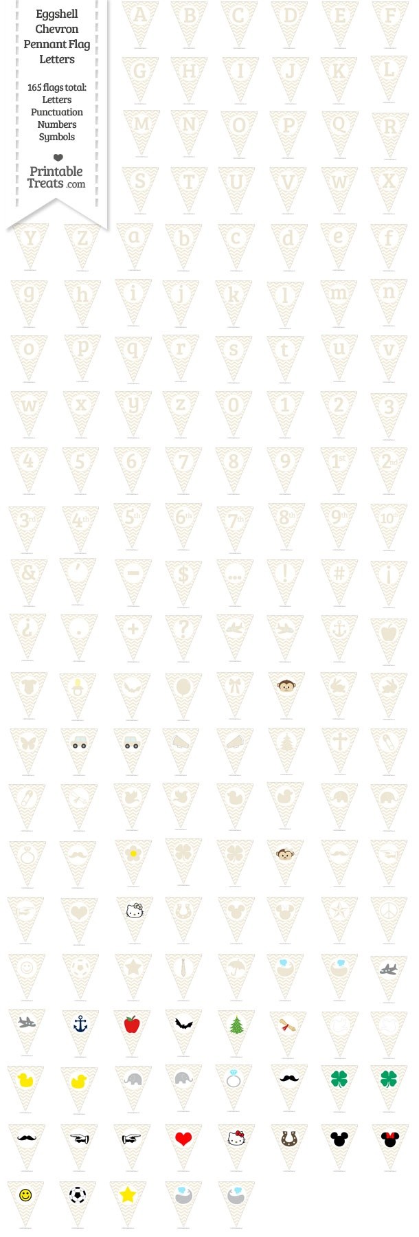 165 Eggshell Chevron Pennant Flag Letters Password