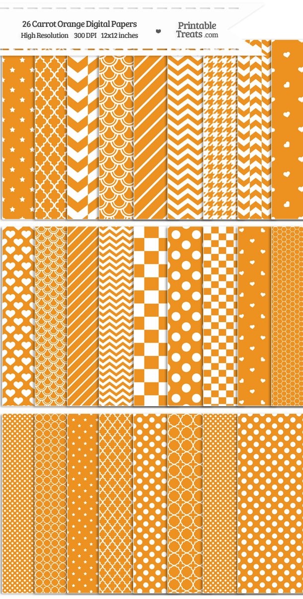 26 Carrot Orange Digital Paper Set Password
