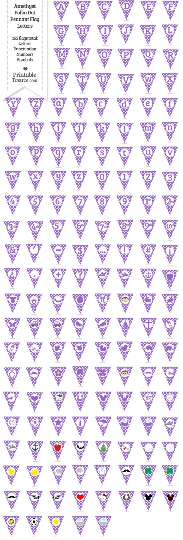 165 Amethyst Polka Dot Pennant Flag Letters Password