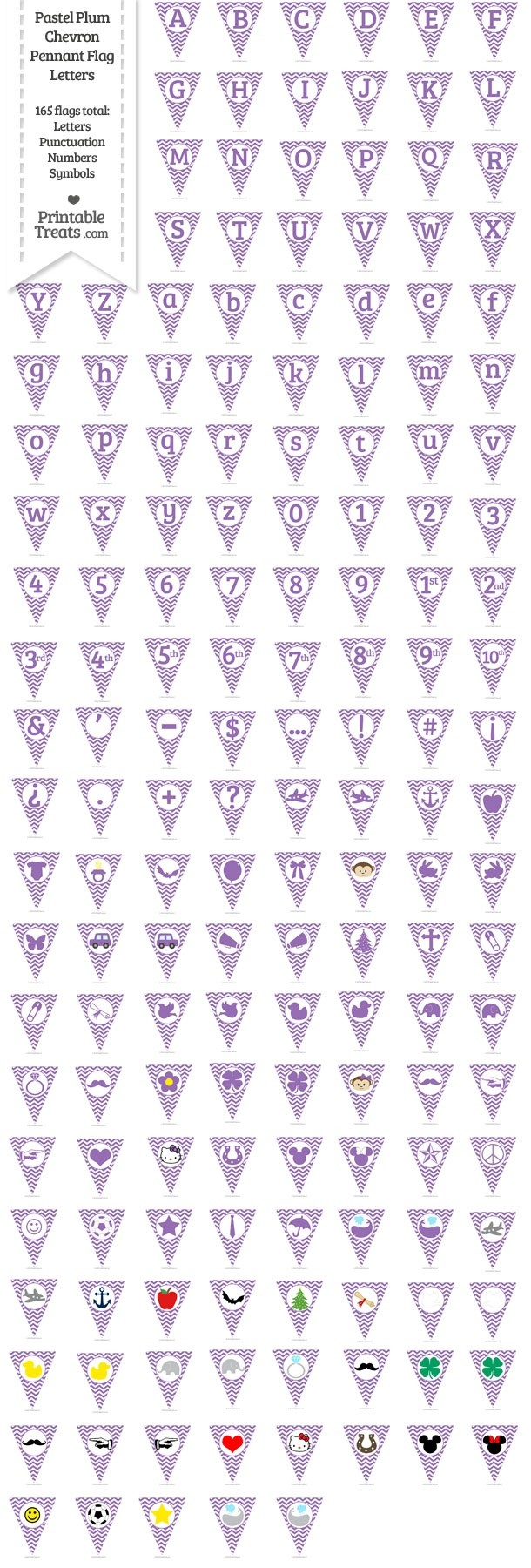 165 Pastel Plum Chevron Pennant Flag Letters
