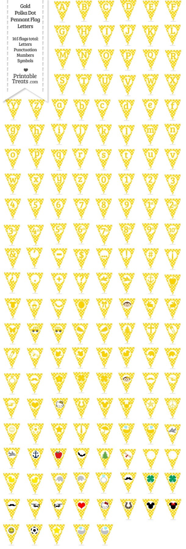 165 Gold Polka Dot Pennant Flag Letters Password