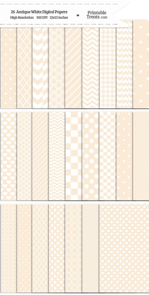 26 Antique White Digital Paper Set Password